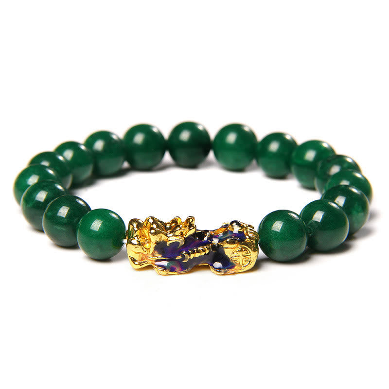 Handmade Natural Jade Pixiu Beaded Bracelet for Abundance