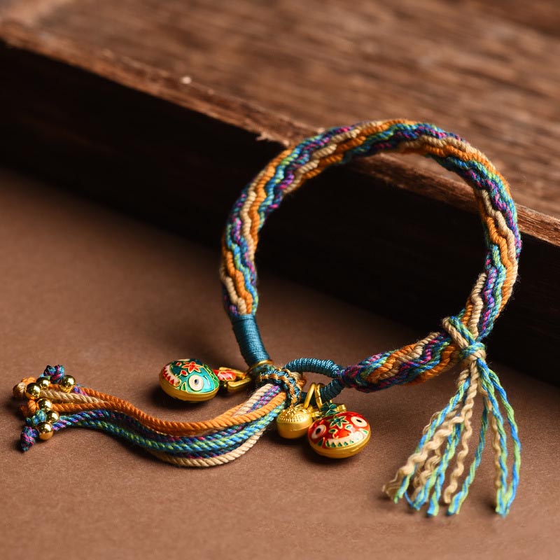Vibrant Braided Colorful String Pixiu and Endless Knot Symbol Bracelet
