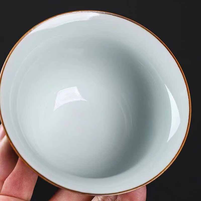 Traditional Pine Tree Green Ceramic Gaiwan Sancai Teacup Kung Fu Tea Cup And Saucer With Lid