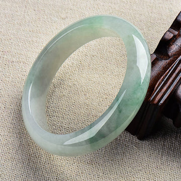 Authentic Natural Jade Hand-Carved Solid Stone Bangle Bracelet