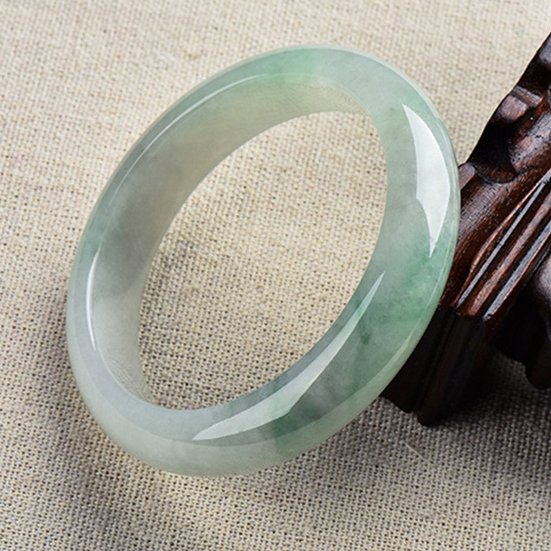 Authentic Natural Jade Hand-Carved Solid Stone Bangle Bracelet