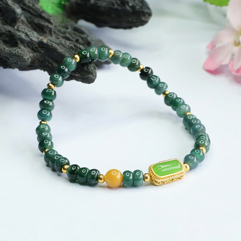 Natural Green Jade Topaz Luck Bracelet