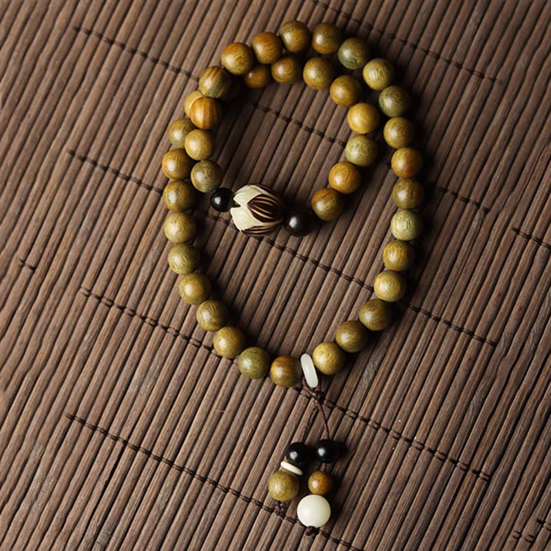 Green Sandalwood Bodhi Seed Lotus Soothing Double Wrap Bracelet
