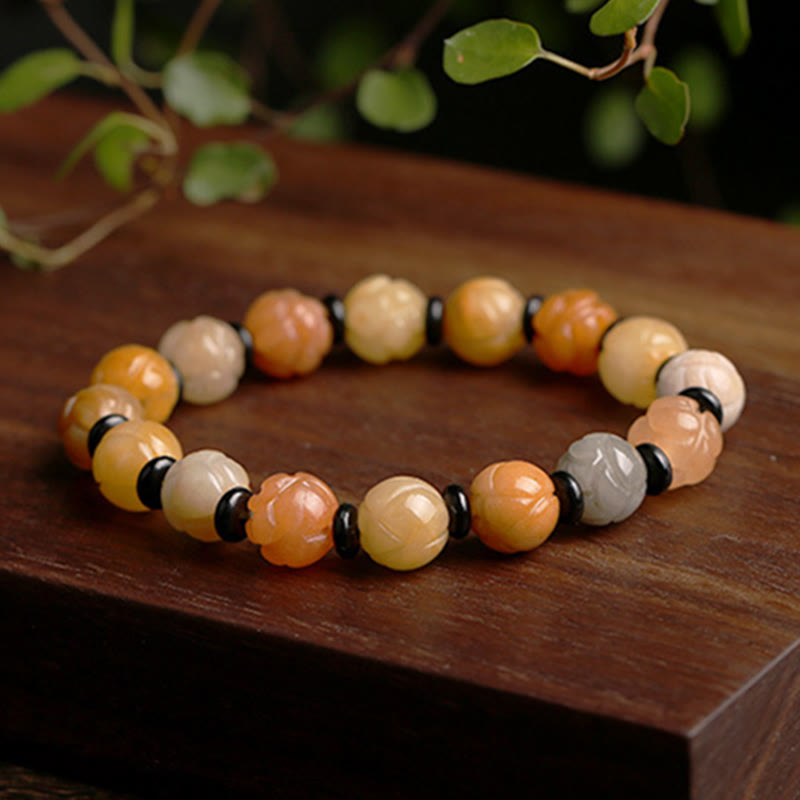 Golden Silk Jade Lotus Beaded Bracelet for Mindfulness