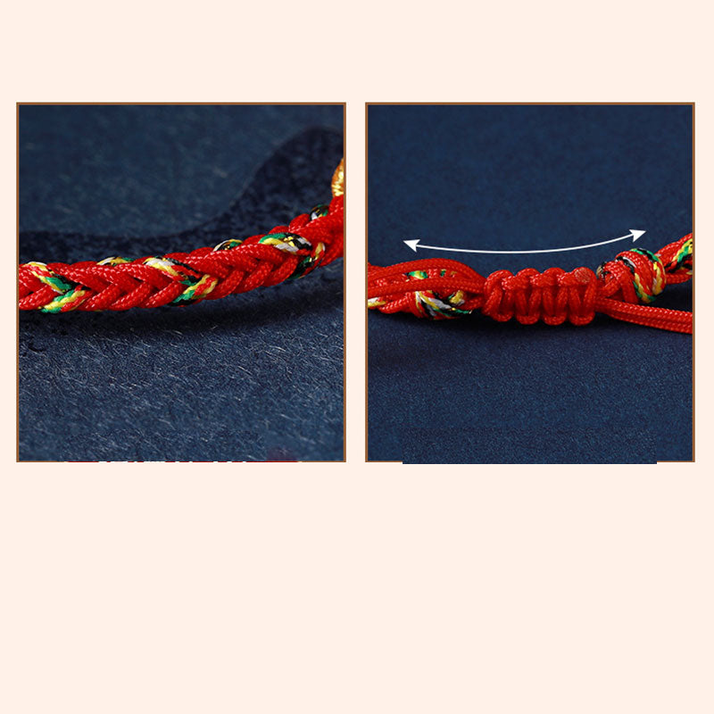 Hand-Braided Red String Sterling Silver Zodiac Guardian Buddha Bracelet