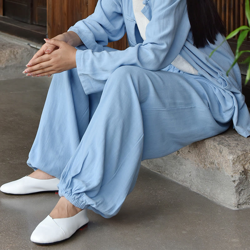 Tactile Breathable Linen Harem Pants for Mindful Meditation and Yoga