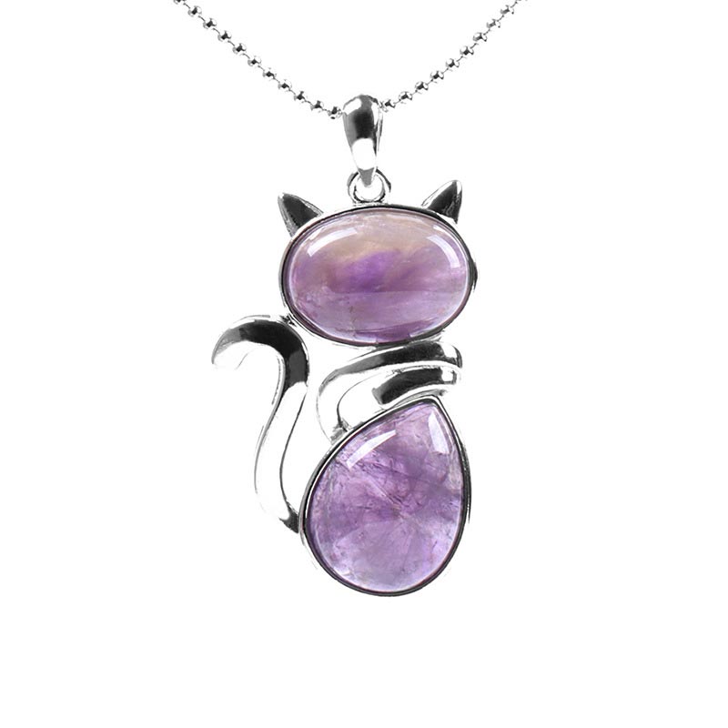 Cat Pattern Natural Crystal Protection Necklace Pendant (Extra 35% Off | USE CODE: FS35)