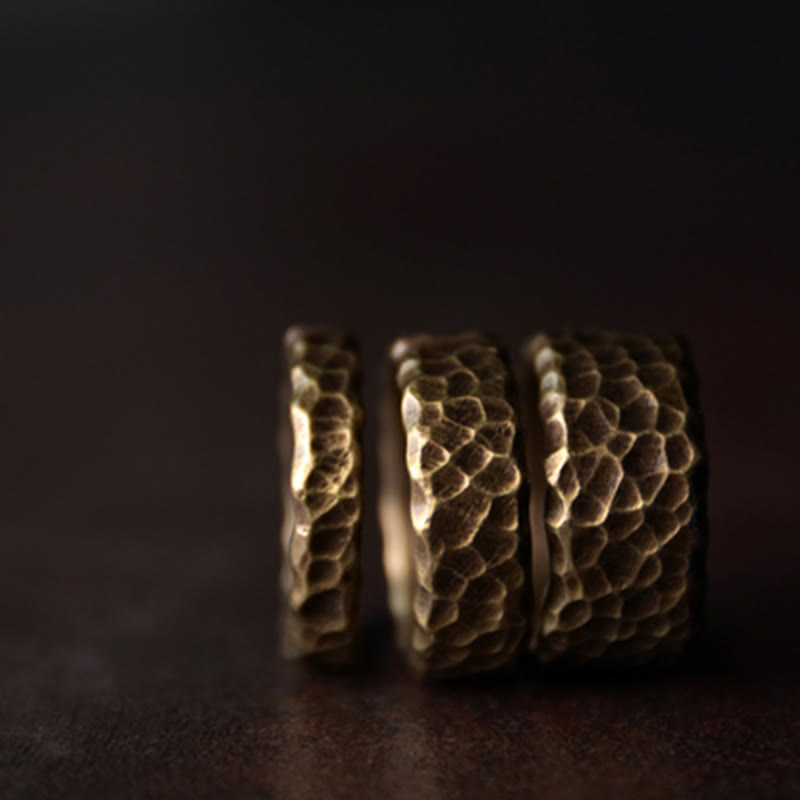 Handcrafted Tibetan Bump Texture Adjustable Copper Brass Ring for Men & Women