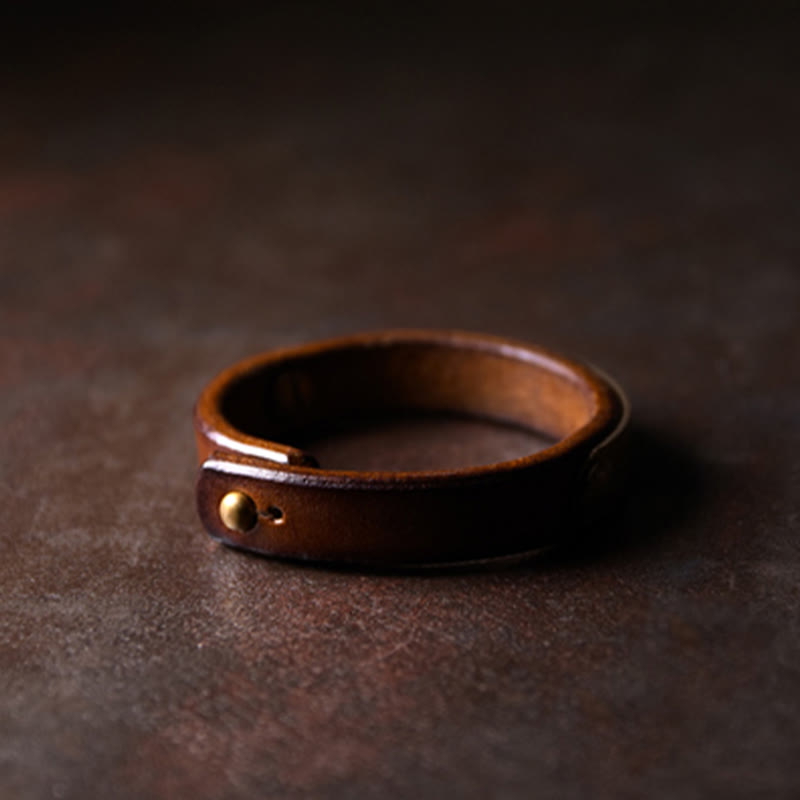 Vintage Handmade Texture Copper Brass Leather Wealth Bracelet Bangle