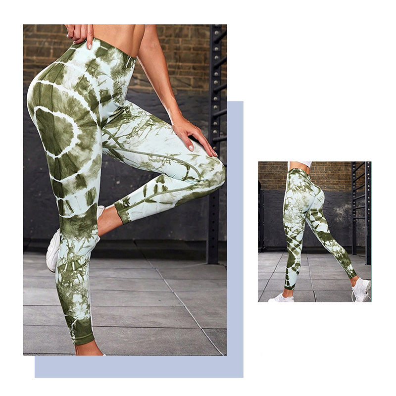 Tie Dye Print Pants Sports Fitness Yoga High Waist Leggings Women's Yoga Pants
