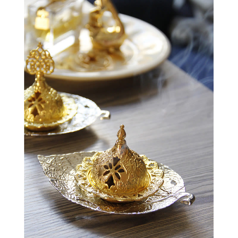 Tibetan Mini Leaf Meditation Incense Burner and Coaster