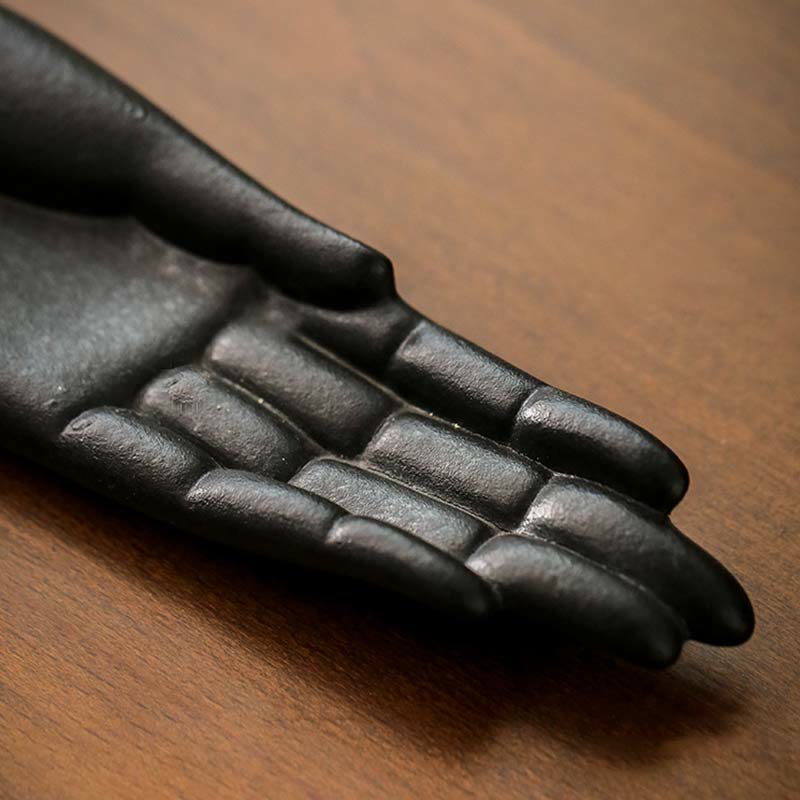 Hand-Finished Ceramic Mudra Hand and Auspicious Clouds Zen Incense Burner