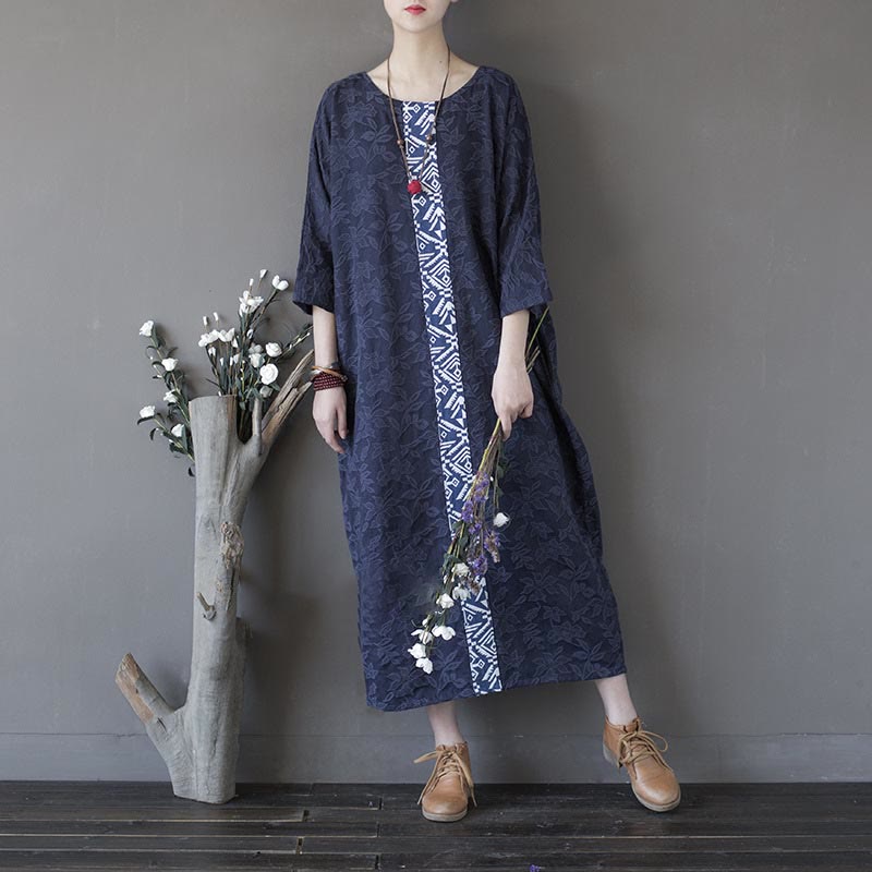 Cotton Floral Embroidered Jacquard Relaxed Midi Dress