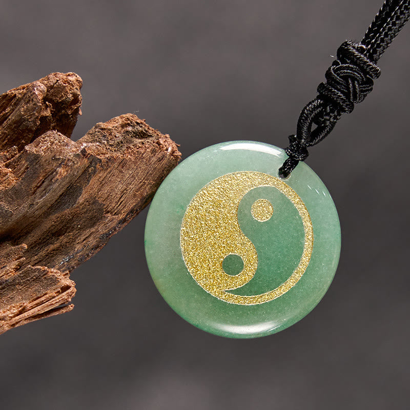 Various Crystal Amethyst Tiger Eye Green Aventurine Yin Yang Spiritual Necklace Pendant