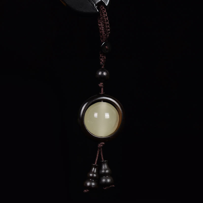 Red Sandalwood Ebony Wood Green Sandalwood Luminous Lucky Bead Gourd Peace Key Chain
