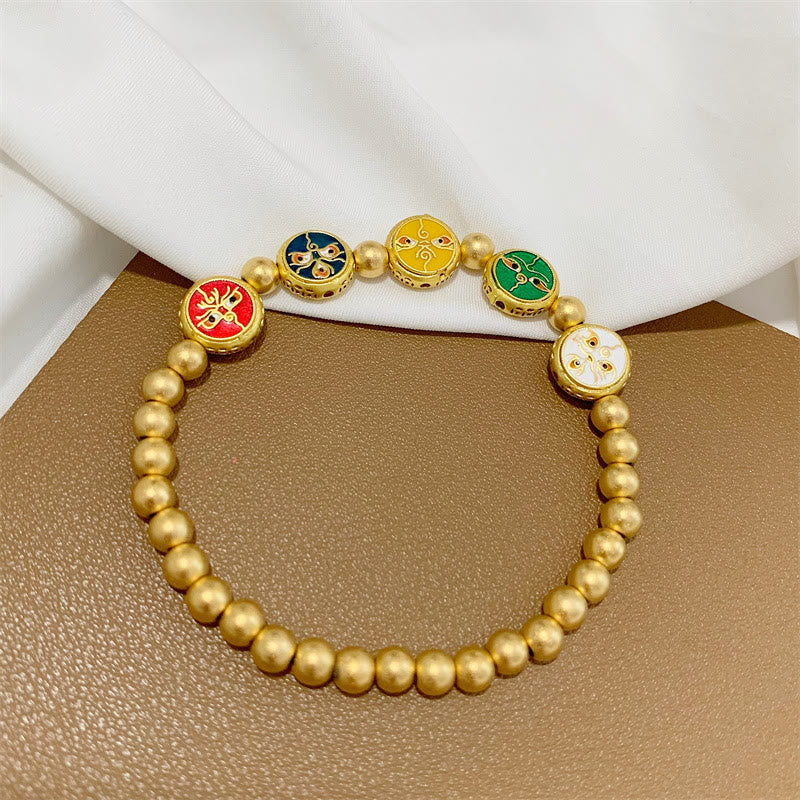 Tibetan Five Deities Gold & Copper Beaded Abundance Bracelet