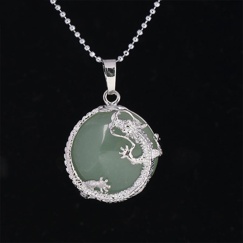 Chinese Dragon Natural Quartz Crystal Healing Energy Necklace Pendant