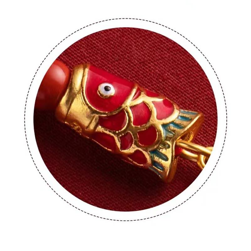 Koi Fish Cinnabar Attracting Wealth Wish Ruyi Charm Luck Phone Hanging Decoration