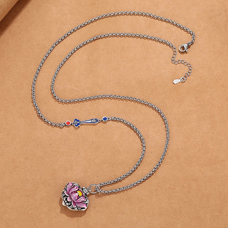 Tibet Copper Lotus Luck New Begining Necklace Pendant