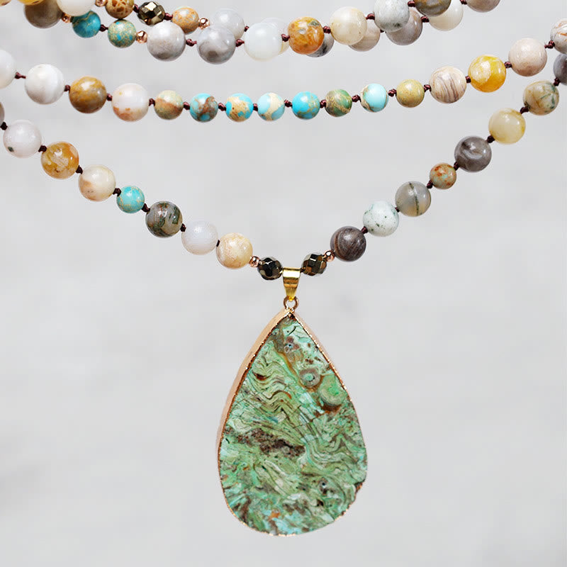 Handmade Imperial & Picture Jasper Beaded Necklace with Unique Picasso Jasper Pendant