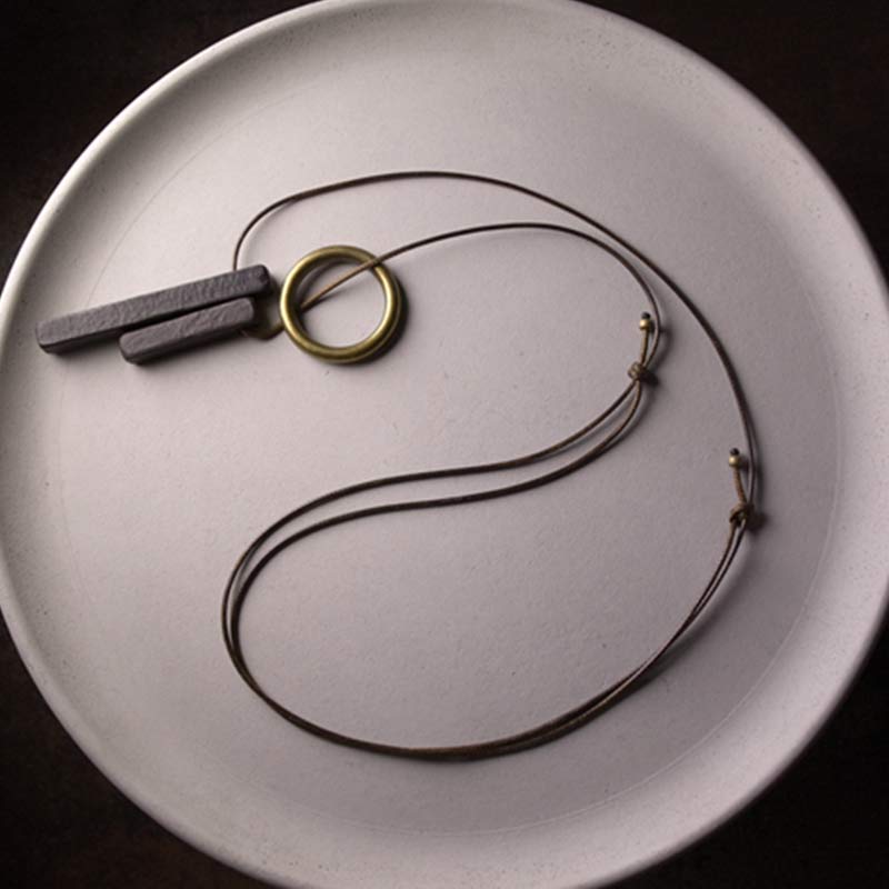 Zen Circle Ebony Wood Enlightenment Necklace Pendant