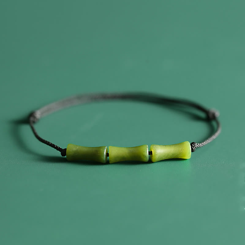 Green Bamboo Jade Pattern Luck Abundance Bracelet