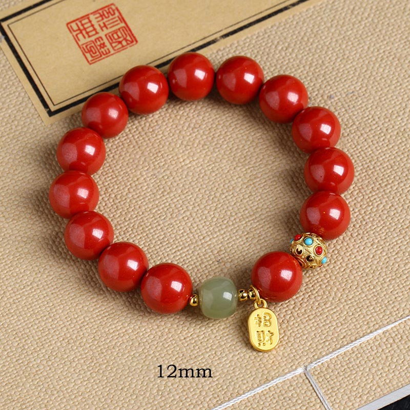 Cinnabar Green Aventurine Fortune Protection Charm Bracelet