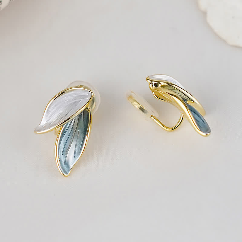 Minimalist Botanical Copper Leaf Design Stud and Clip-On Earrings