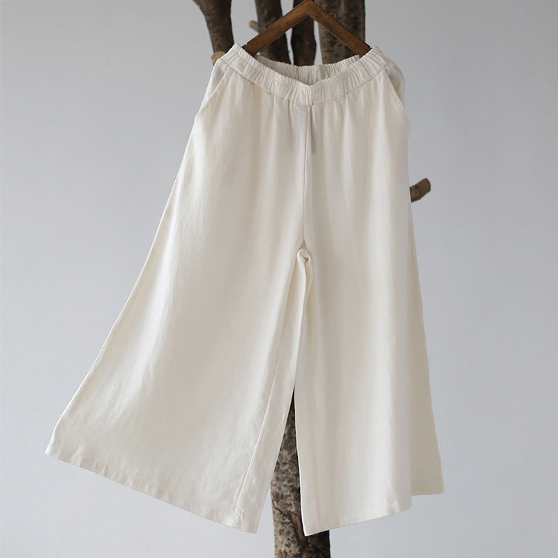 Flower Jacquard Midi Dress Long Sleeve Cotton Linen Dress Wide Leg Pants With Pockets