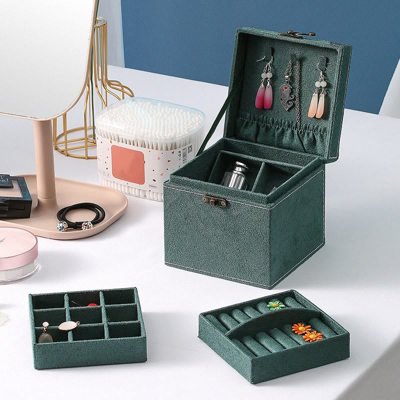 Three-Layer Flannel Jewelry Box Organizer and Storage Case