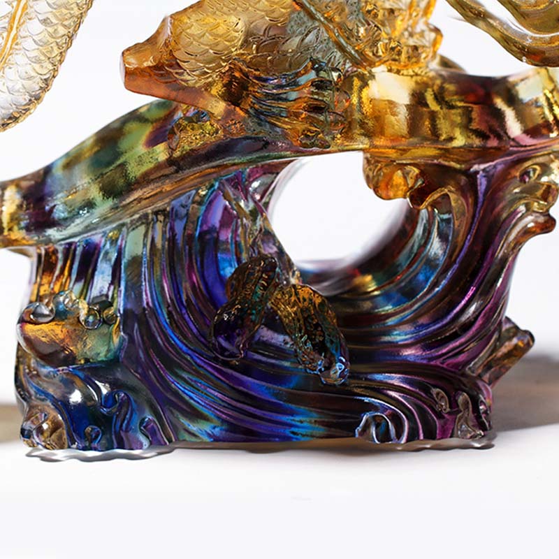 Year of the Dragon Handmade Ruyi Handle Liuli Crystal Art Piece Protection Home Office Decoration