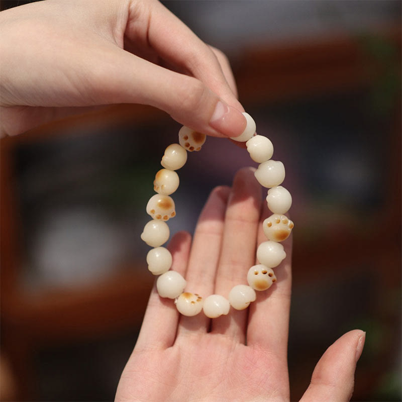 Cute Cat Paw Claw Bodhi Seed Peace Bracelet