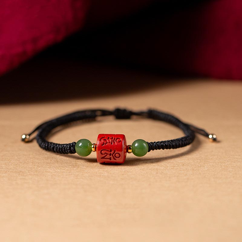 Braided Cinnabar Om Mani Padme Hum Mantra Red String Bracelet