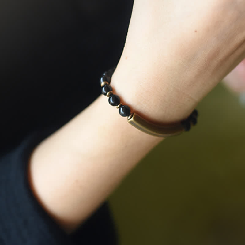 Handmade Red Jasper Moss Agate or Black Obsidian Copper Wrap Couple Bracelet