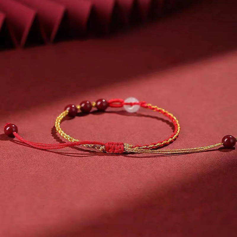 Natural Cinnabar Jade Peace Buckle Blessing Bracelet