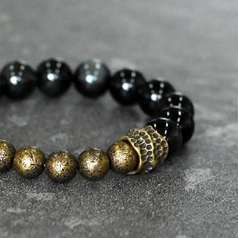 Rainbow Obsidian Copper Bead Positive Transformation Bracelet