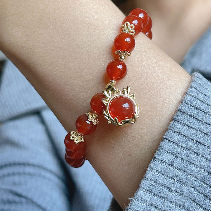 Year of the Dragon Red Agate Jade Peace Buckle Fu Character Success Bracelet