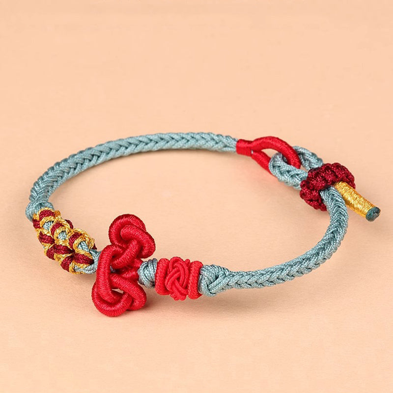 Hand-Braided Wenchang Endless Knot Red String Cord Bracelet