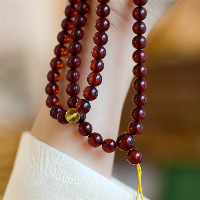 Natural 108 Mala Beads Amber Clear Anxiety Bracelet