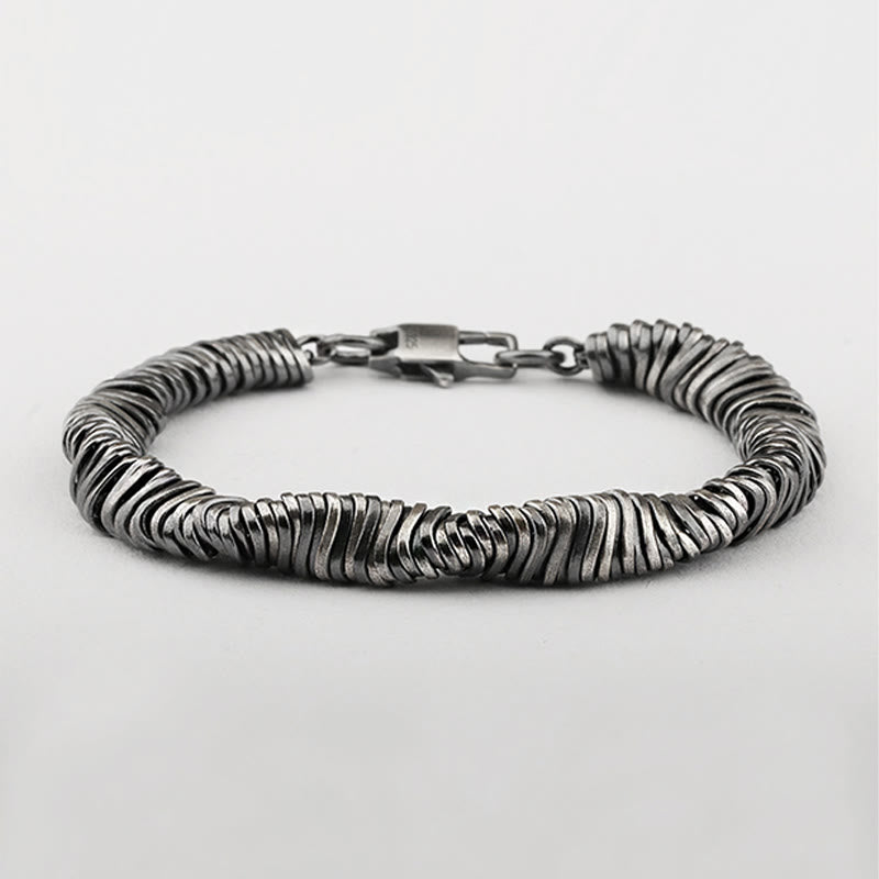 Vintage Twisted Chain 925 Sterling Silver Bracelet with Lock Clasp