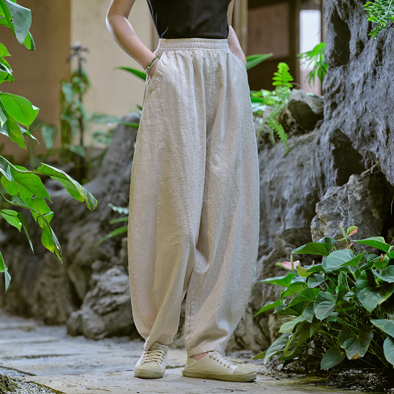 Solid Color Loose Yoga Harem Pants With Pockets