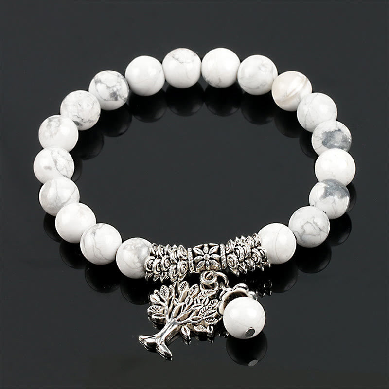 Natural Gemstone Tree of Life Lucky Charm Stretch Bracelet