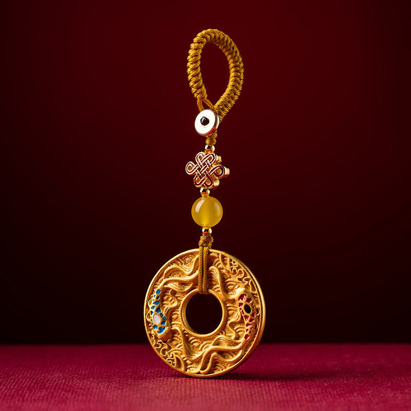 Double Koi Fish Peace Buckle Wealth Luck Key Chain