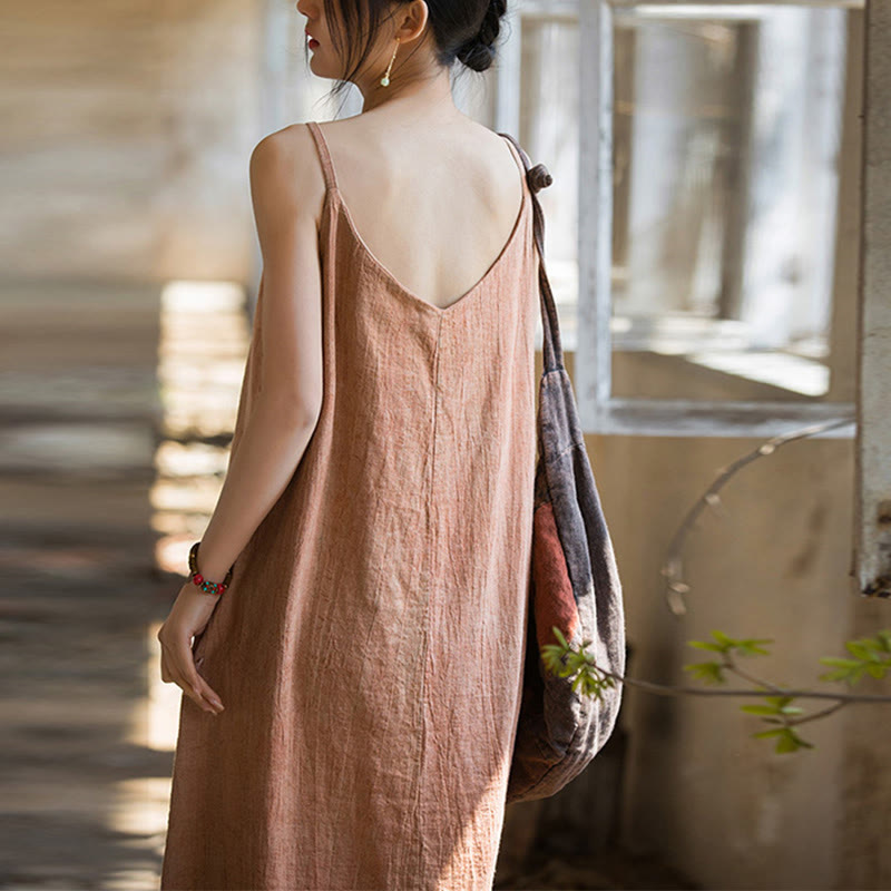 Artisanal Tie-Dye Linen Breezy Meditation Midi Dress
