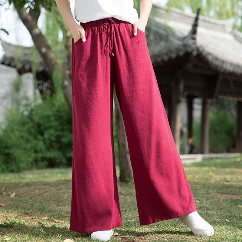 Plain Wide Leg Pants Dance Women's Yoga Pants With Pockets