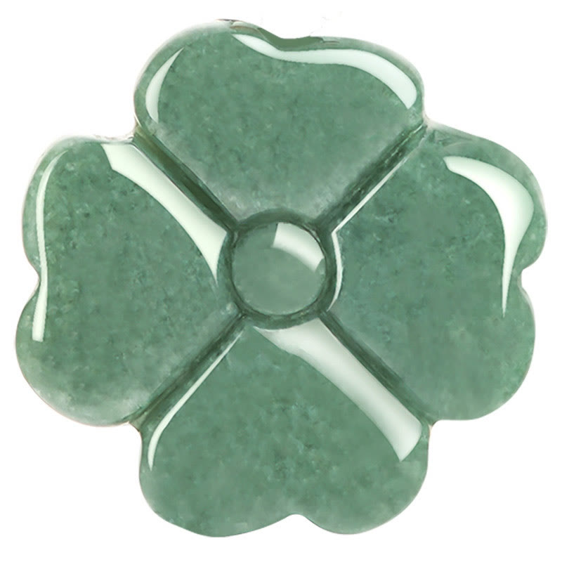 Natural Lucky Four Leaf Clover Jade Prosperity Necklace Pendant