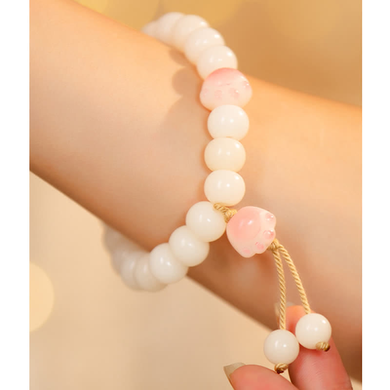 Natural Bodhi Seed Lovely Paw Lucky Cat Paw Peace Bracelet