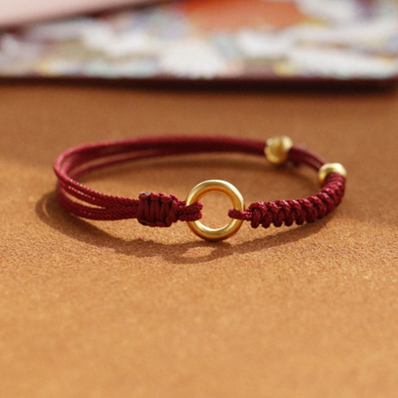 Alloy Peace Buckle Luck Red String Bracelet