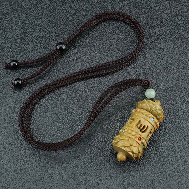 Tibet Green Sandalwood Rosewood Om Mani Padme Hum Lotus Positive Soothing Necklace Pendant