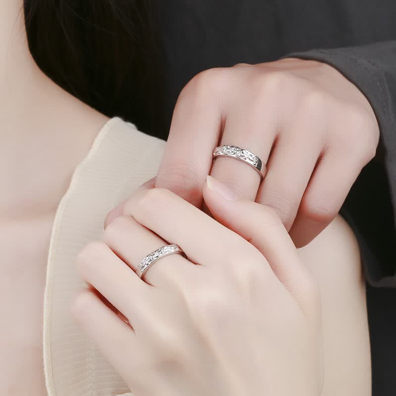 Hand-Finished 925 Sterling Silver Pixiu Adjustable Couple Ring